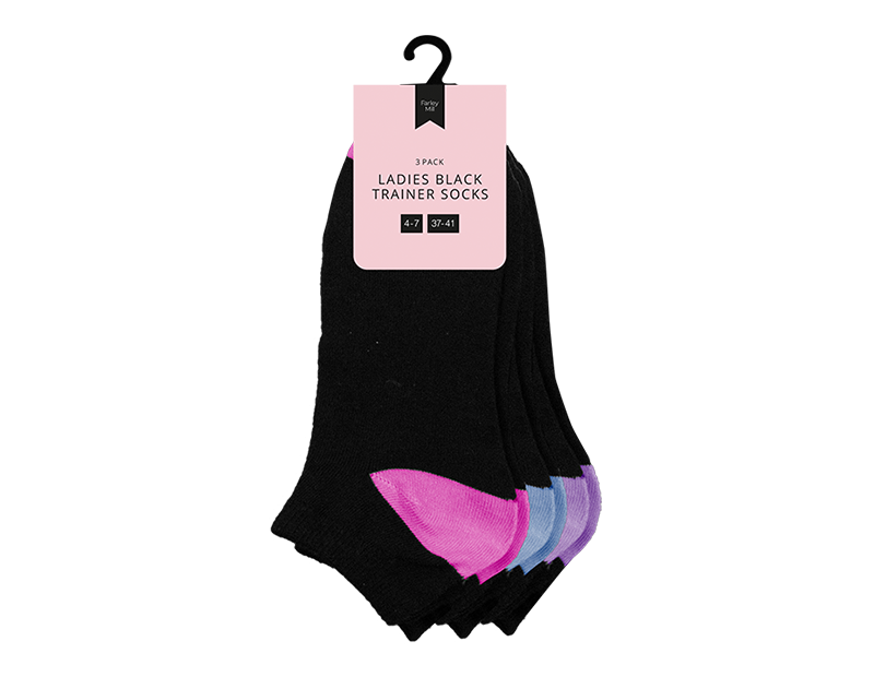 Ladies Black Trainer Socks 3 Pairs